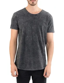 Silent Theory Acid Tail Tee In Washed Black