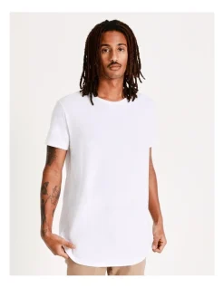 Kenji Hadspen Drop Shoulder Curved Tee White