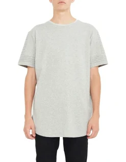 Nana Judy Maverick Pin Tuck Sleeve T-Shirt In Grey Marle