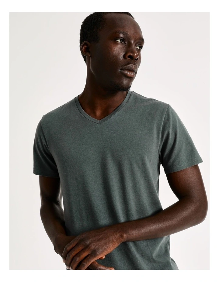 Blaq Tenerife V-Neck Tee In Khaki - Image 2