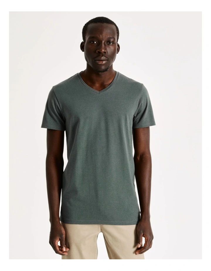 Blaq Tenerife V-Neck Tee In Khaki - Image 3