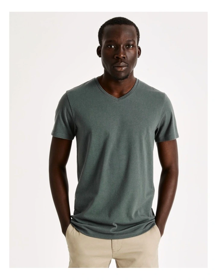 Blaq Tenerife V-Neck Tee In Khaki - Image 5