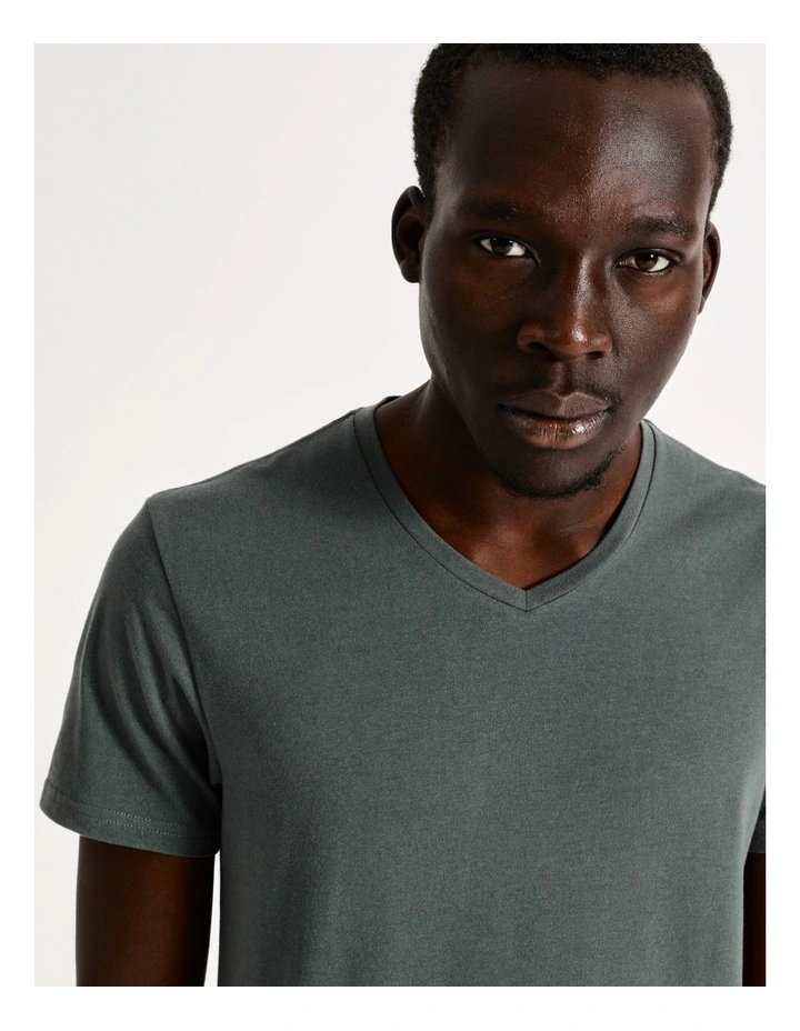 Blaq Tenerife V-Neck Tee In Khaki - Image 6