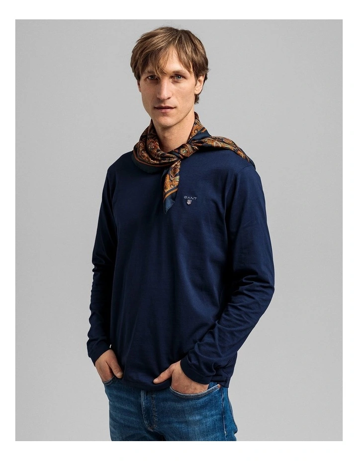 Gant Solid Long Sleeve T-Shirt In Navy