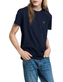 Gant Solid Short Sleeve T-Shirt In Blue
