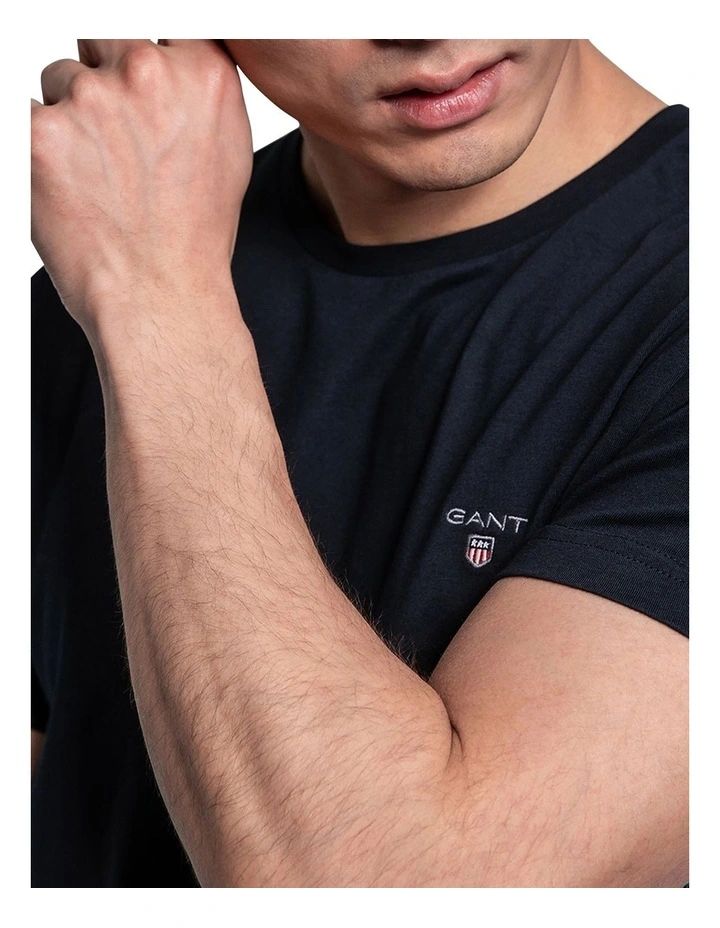 Gant Solid Short Sleeve T-Shirt In Black - Image 3