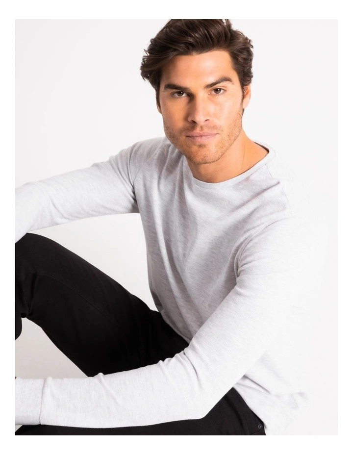 Maddox Demarchi Waffle Crew Tee Silver Marle - Image 2