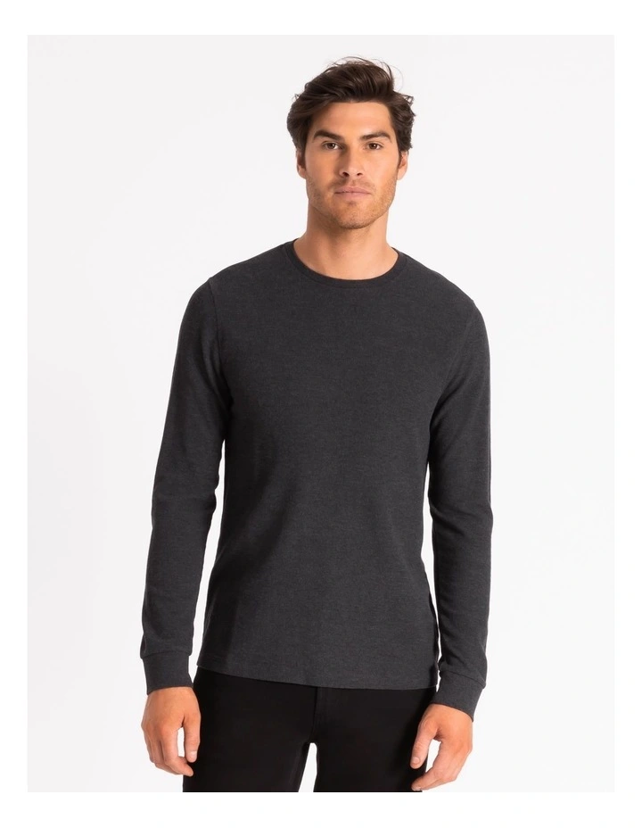 Maddox Demarchi Waffle Crew Tee Charcoal - Image 2