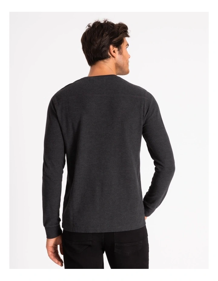 Maddox Demarchi Waffle Crew Tee Charcoal - Image 3