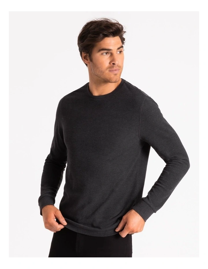 Maddox Demarchi Waffle Crew Tee Charcoal - Image 4