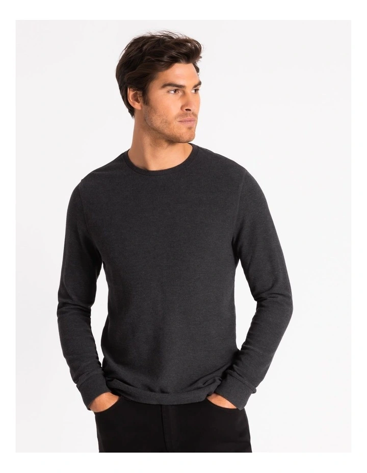 Maddox Demarchi Waffle Crew Tee Charcoal - Image 5