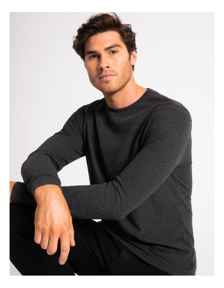 Maddox Demarchi Waffle Crew Tee Charcoal - Image 7