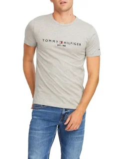 Tommy Hilfiger Core Tommy Logo Tee In Grey