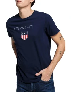 Gant Shield Short Sleeve T-Shirt In Blue
