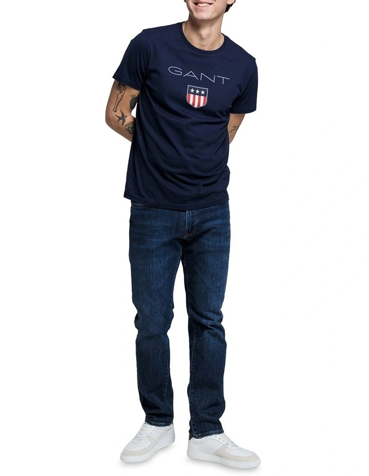 Gant Shield Short Sleeve T-Shirt In Blue - Image 3