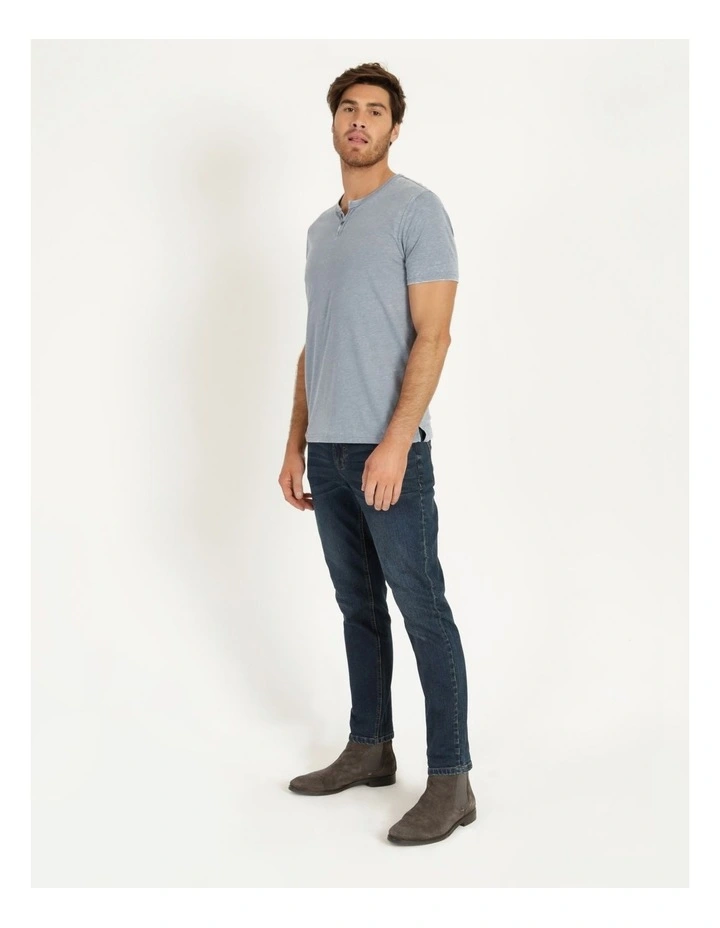 Maddox Hudson Short Sleeve Henley T-Shirt Mid Blues - Image 3