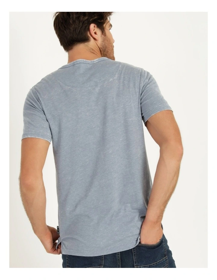 Maddox Hudson Short Sleeve Henley T-Shirt Mid Blues - Image 4