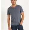 Maddox Hudson Short Sleeve Henley Indigo