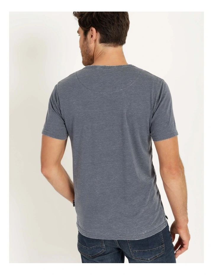Maddox Hudson Short Sleeve Henley Indigo - Image 3