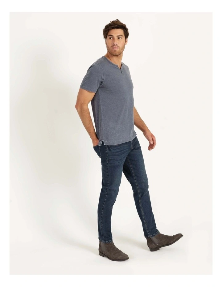 Maddox Hudson Short Sleeve Henley Indigo - Image 5