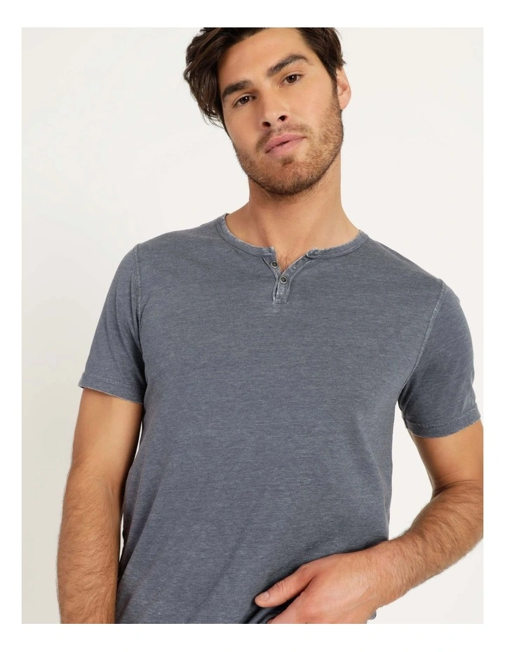 Maddox Hudson Short Sleeve Henley Indigo - Image 6