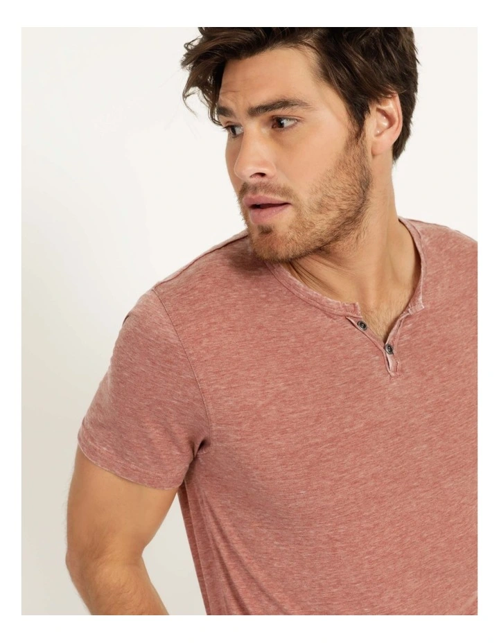 Maddox Hudson Short Sleeve Henley Red - Image 4