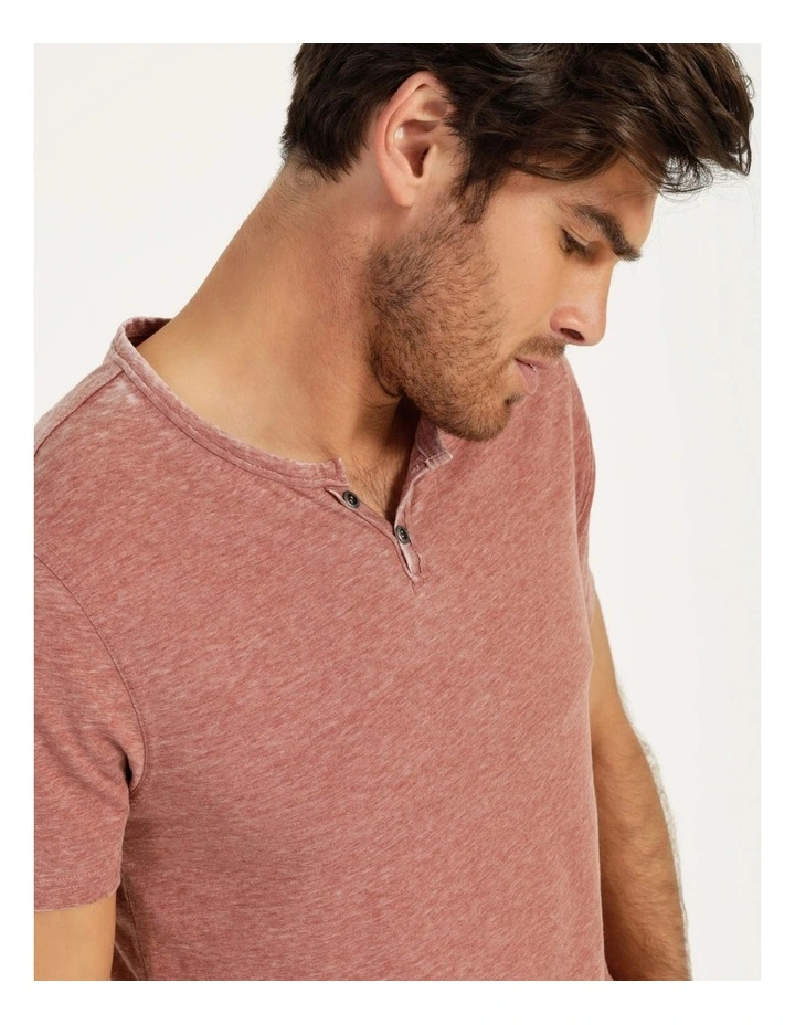 Maddox Hudson Short Sleeve Henley Red - Image 5