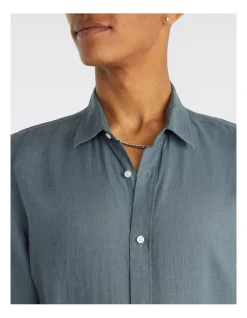 Yd. West Hampton Pure Linen Long Sleeve Shirt Teal -Nena & Pasadena Sales 845656570 3 3 720x928