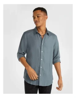 Yd. West Hampton Pure Linen Long Sleeve Shirt Teal -Nena & Pasadena Sales 845656570 4 3 720x928