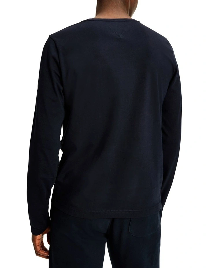 Tommy Hilfiger Logo Long Sleeve Tee In Blue - Image 3