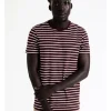 Blaq London Stripe Tee In Burgundy