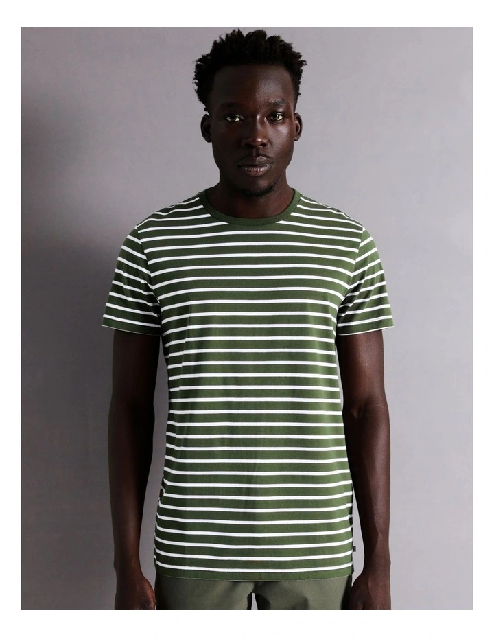 Blaq London Stripe Tee In Khaki - Image 2