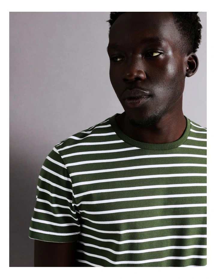 Blaq London Stripe Tee In Khaki - Image 3