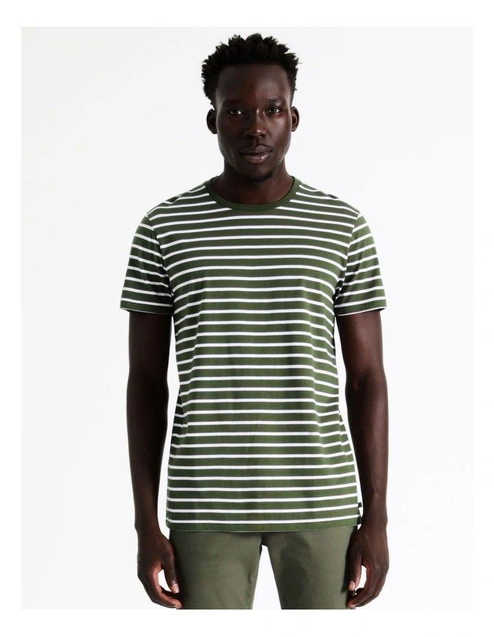 Blaq London Stripe Tee In Khaki - Image 5