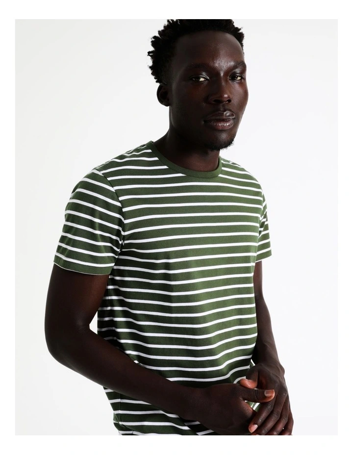 Blaq London Stripe Tee In Khaki - Image 7