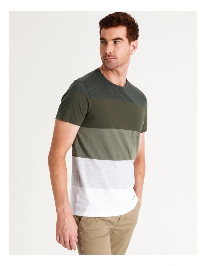 Blaq Sahara Block Stripe Tee In Khaki - Image 3