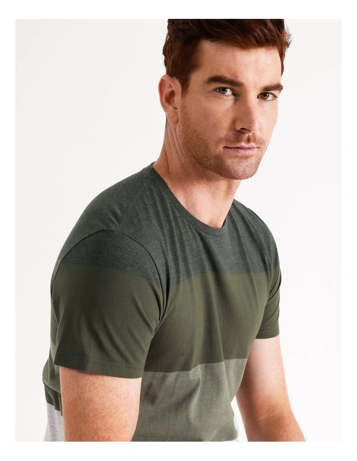 Blaq Sahara Block Stripe Tee In Khaki - Image 4