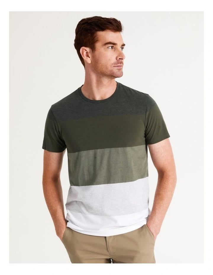 Blaq Sahara Block Stripe Tee In Khaki - Image 5