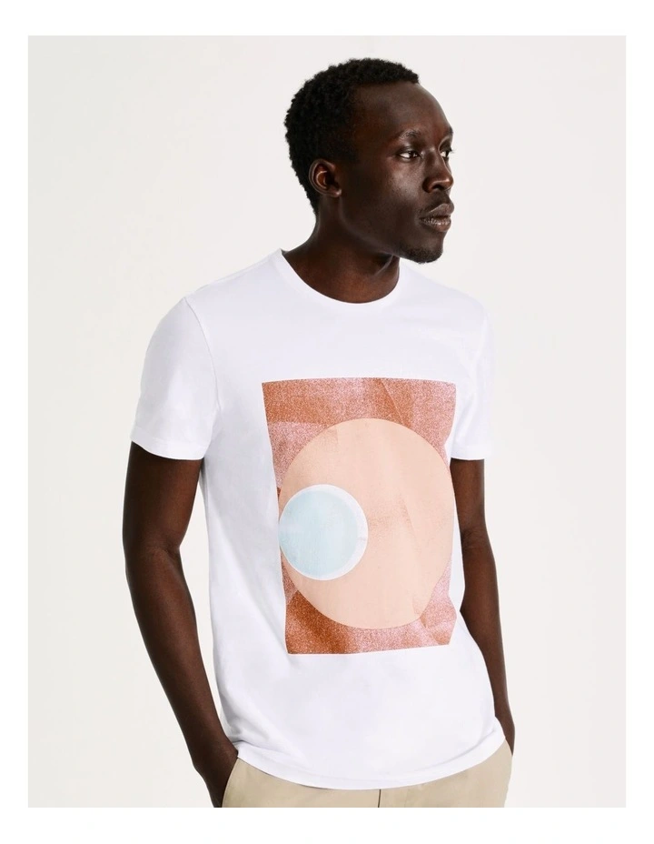 Blaq Sky Light Placement Print Short Sleeve Tee In White