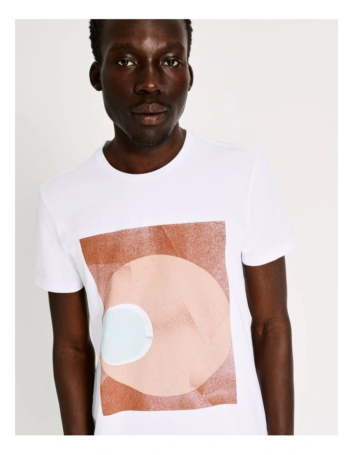 Blaq Sky Light Placement Print Short Sleeve Tee In White - Image 2