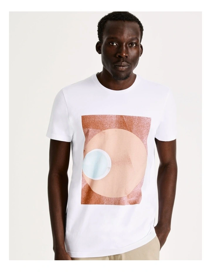 Blaq Sky Light Placement Print Short Sleeve Tee In White - Image 3