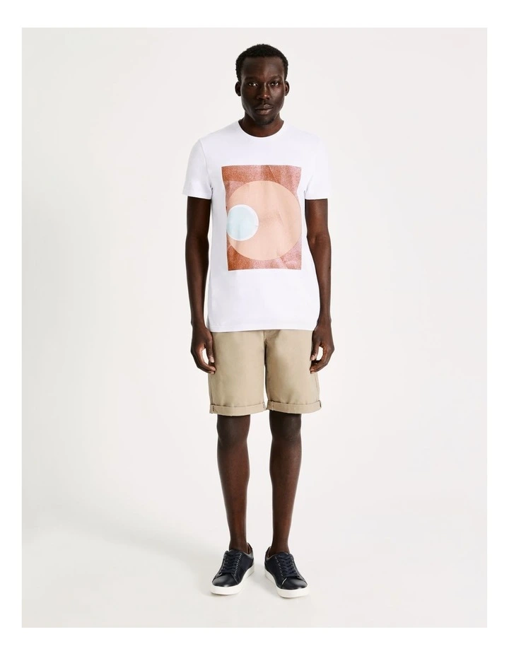 Blaq Sky Light Placement Print Short Sleeve Tee In White - Image 4
