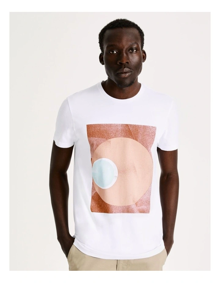 Blaq Sky Light Placement Print Short Sleeve Tee In White - Image 5