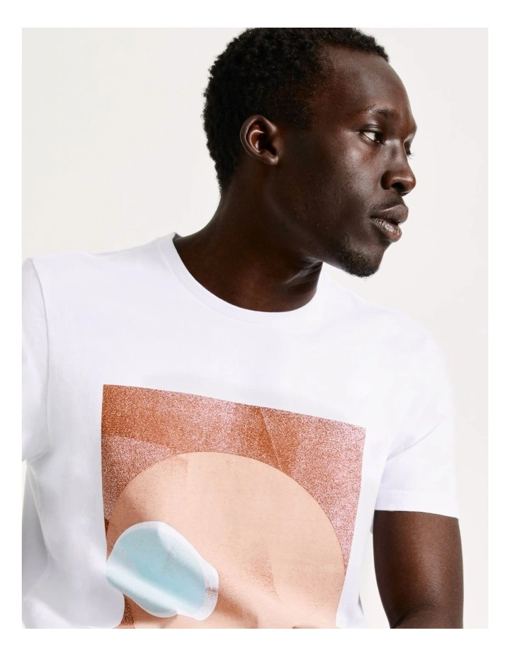 Blaq Sky Light Placement Print Short Sleeve Tee In White - Image 7