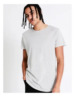 Kenji Esperance Acid Wash Short Sleeve Tee In Silver