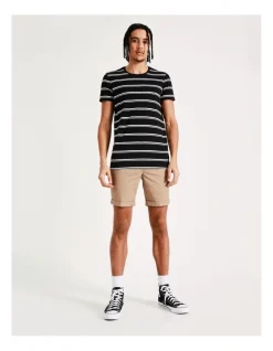 Kenji Sebastian Stripe Short Sleeve Tee In Black