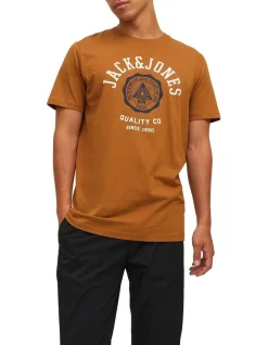 Jack & Jones Logo Short Sleeve Tee In Rubber