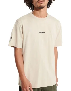 Superdry Code Micro Logo Tee In Cream