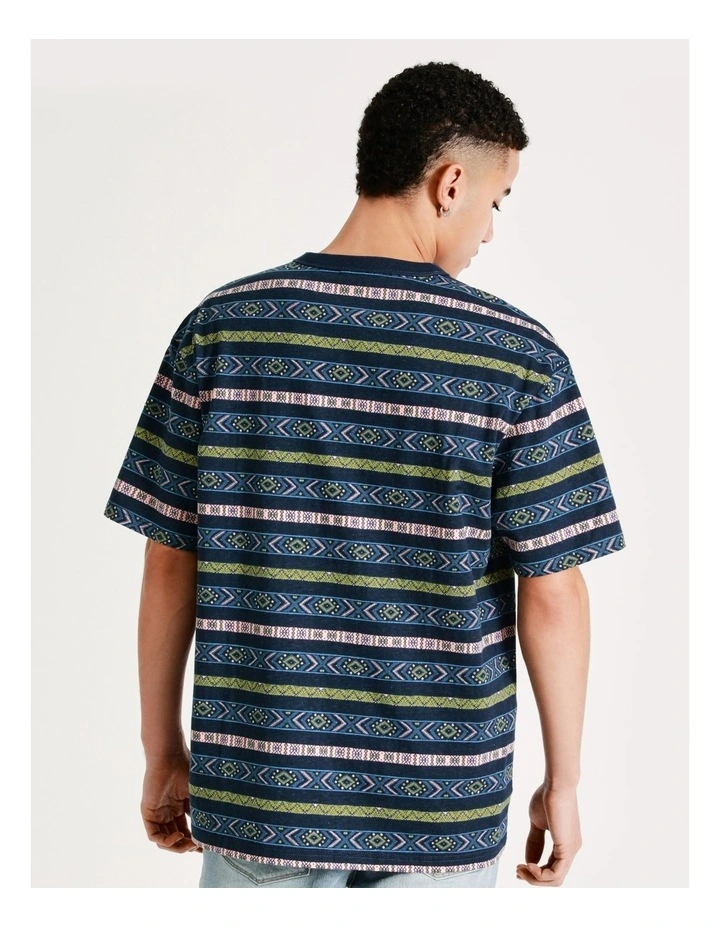 Kenji Tail Slide Surfer Stripe Oversized Short Sleeve Tee In Blue - Image 6