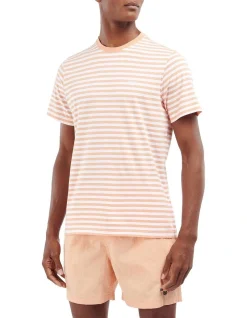 Barbour Delamere Stripe Tee In Coral Sands